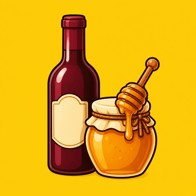 Orit Tej app icon with a cartoon wine bottle and honey jar